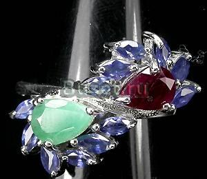 Серебряное кольцо с натуральными камнями Москва