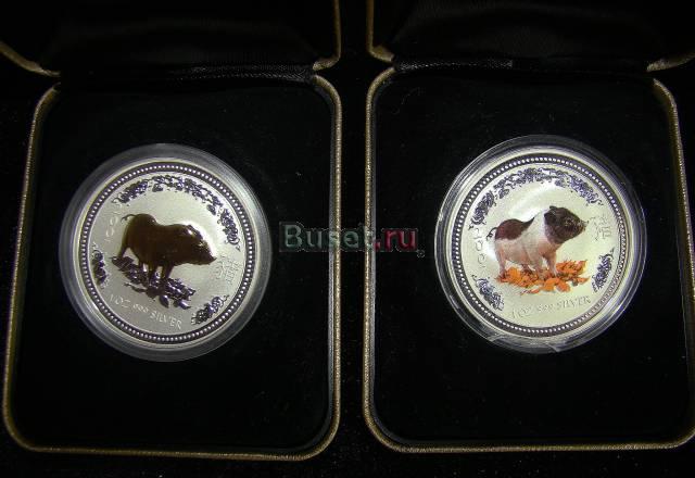 "Австралия 2007г.свиньи(1oz) серебро 2 монеты" Москва