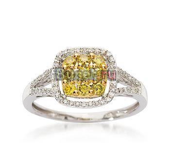 Комплект-кольцо,серьги-желтые,белые бриллианты Москва