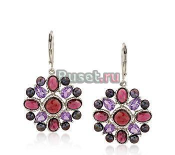 Серебряные серьги-жемчуг,самоцветы 11 каратов Москва