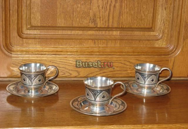Чашки кофейные серебро 925 проба 3 шт Москва