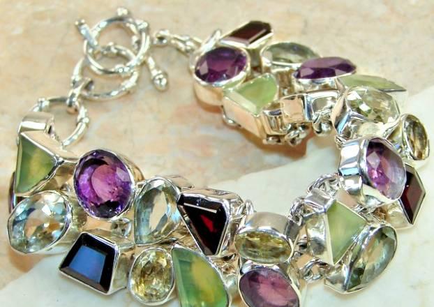 Цитрины, гранаты, пренит, аметисты, серебро, 61гр Москва