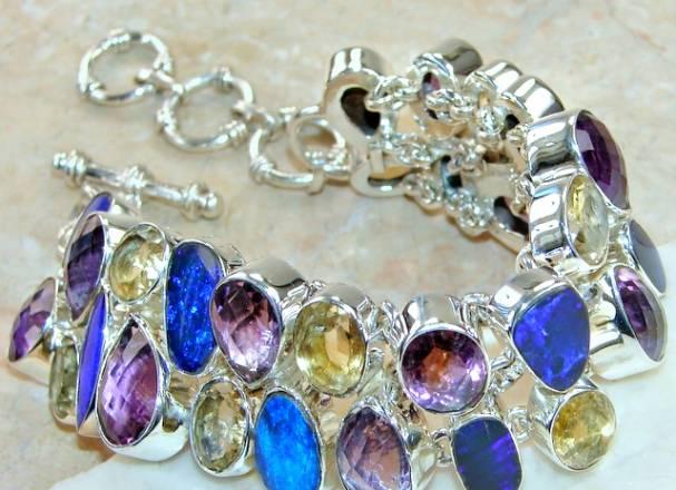 Опалы, аметисты, цитрины, серебро, 76гр Москва