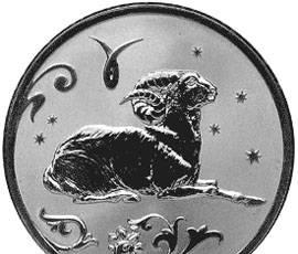 Памятная монета России Овен серии "Знаки зодиака" Москва