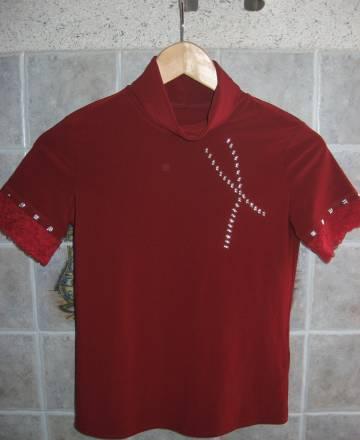 Блузка бордовая стрейч р.42-44, б/у 1 раз Москва