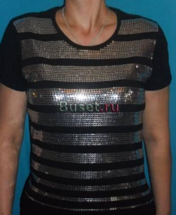 Блестящая черная шикарная футболка на лето 48 Санкт-Петербург