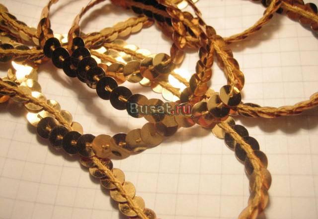 пайетки на нитке темно золотые  Москва