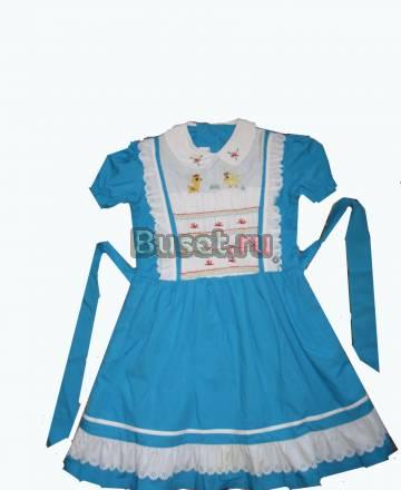 Платье на девочку 7-9 лет (голубое с белым) Москва