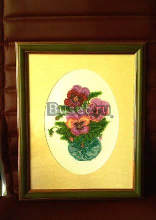 Картина анютины глазки - вышивка бисером Москва