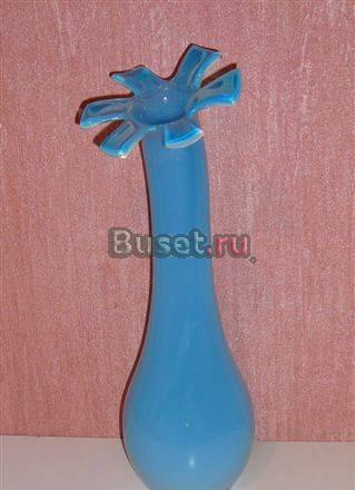 Ваза бирюзовая "Гиацинт", стекло, 37 см Москва