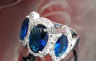 Роскошное кольцо с сапфирами и топазами Москва