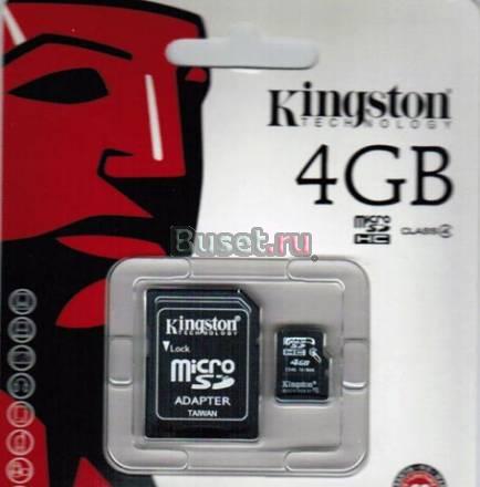 Карта памятu Kingston microSD HC 4 Гб +адаптеp нов Москва