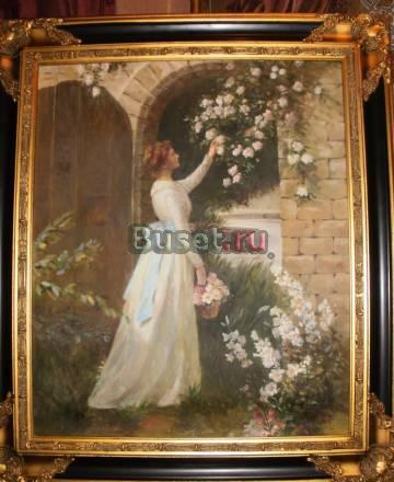 Картина "Дама в саду", холст, масло Москва