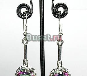 Элегантные серебряные серьги с мистик-топазами Мурманск