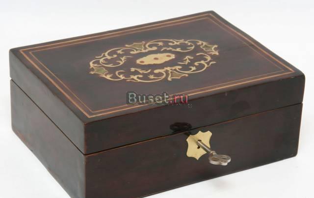 Шкатулка, инхрустированная латунью, конец 19 века Москва