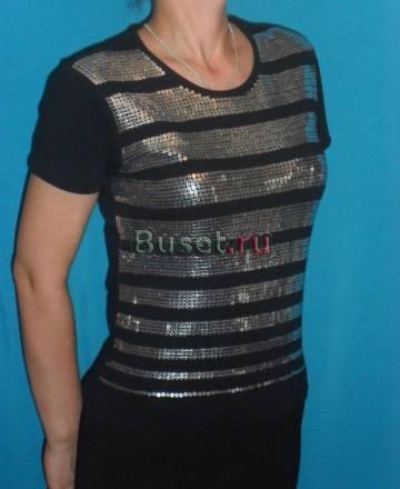 Блестящая черная шикарная футболка на лето 48 Санкт-Петербург