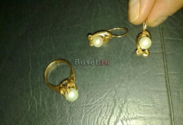 Кольцо и серьги морским  жемчугом Москва