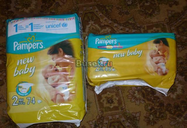 Памперсы Pampers baby 3-6кг 2 упаковки 74 и 45шт Москва