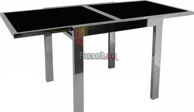 Стол и 4 стула (хром/черный с красным) Москва