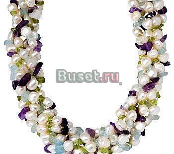 Ожерелье-самоцветы 6,75 карата,жемчуг Москва