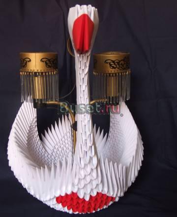 Лебедь из бумаги по технике 3D оригами Москва