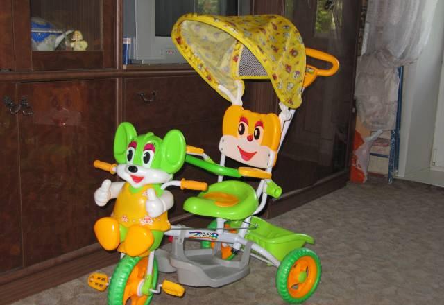 Велосипед трехколесный с ручкой и тентом "мышка" Москва