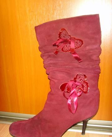 Сапожки бордовые замшевые Москва