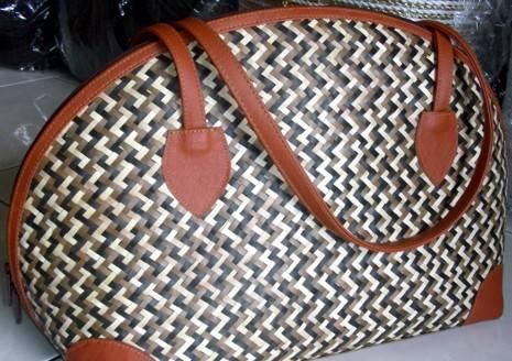 Эко-сумка растительный материал, кожаные ручки Москва