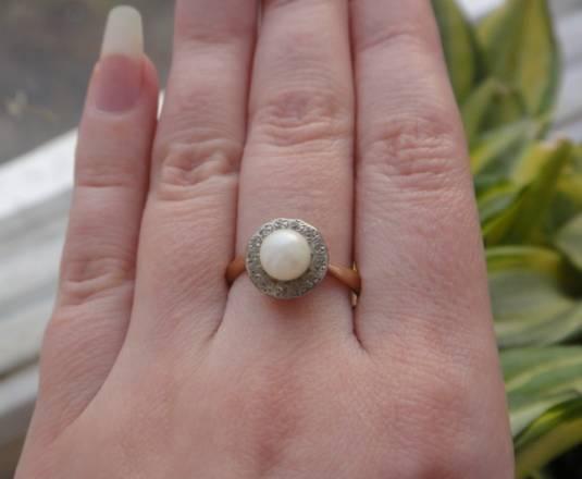 Старинное кольцо 4 г. золото 583, жемчуг, р17 Москва