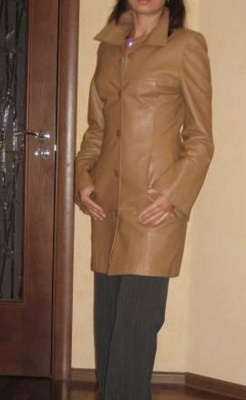 Кожаное полупальто, цвет беж., Италия Санкт-Петербург