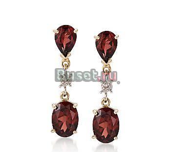 Золотые серьги-гранаты,бриллианты Москва