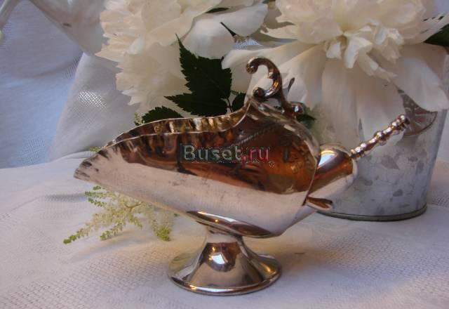 Антикварная сахарница-ковш 1910 год Серебрение Москва