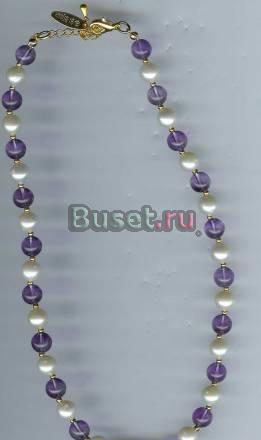 Бусы натур.аметист,жемчуг УМ169Б Москва