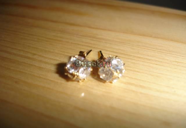 Серьги пусеты жёлтое золото Москва