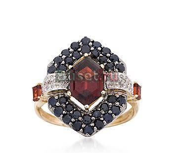 Золотое кольцо-гранаты,сапфиры,бриллианты Москва
