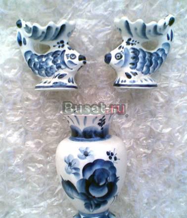 Гжель - подсвечники и вазочка Москва