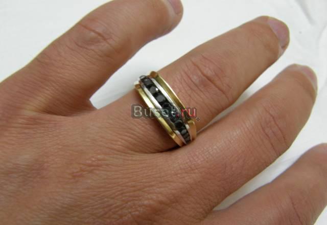 Мужское кольцо с черными бриллиантами Москва