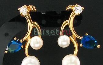 Колье с серьгами натурального жемчуга и сапфиров Москва