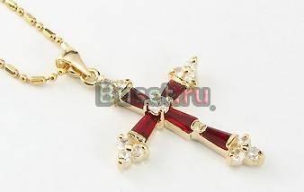 Крестик с рубинами и бриллиантами Москва