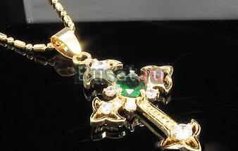 Крестик с изумрудами и бриллиантами Москва