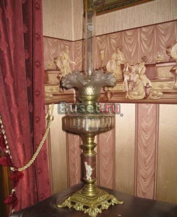 Старинная керосиновая лампа, бронза, мрамор Москва