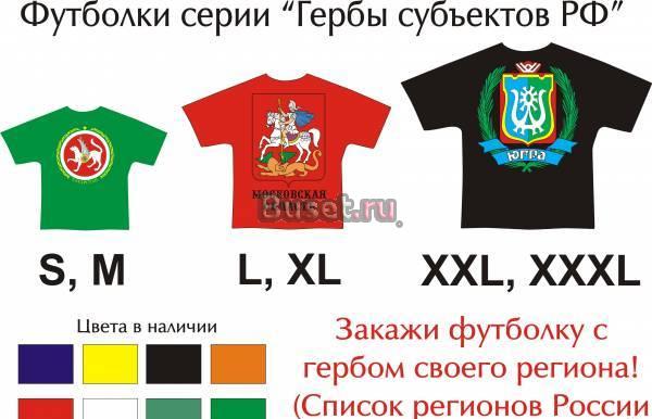 Футболки с гербами субъектов России Все регионы Челябинск