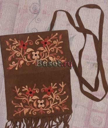 Замшевая сумочка с вышивкой, ручн.работа, Непал Москва