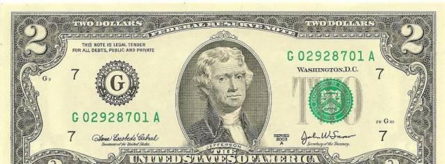 2 доллара 2003 США UNC Москва