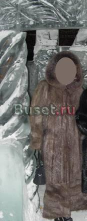 Шуба нутриевая длинная с капюшоном цвет пепельный Красноярск