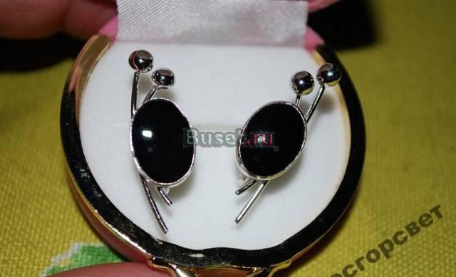 Серьги серебро с гагатом Москва