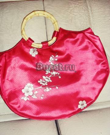 Атласная сумка с бамбуковыми ручками Москва