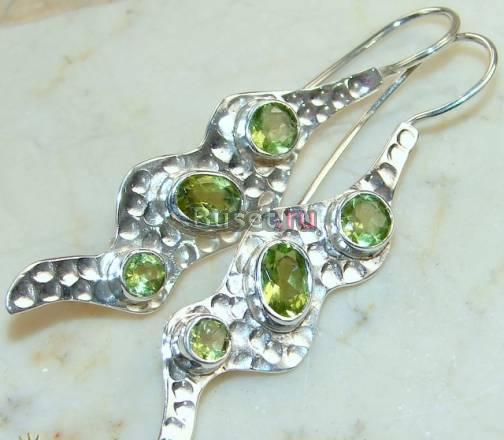 Серебро серьги перидот Москва