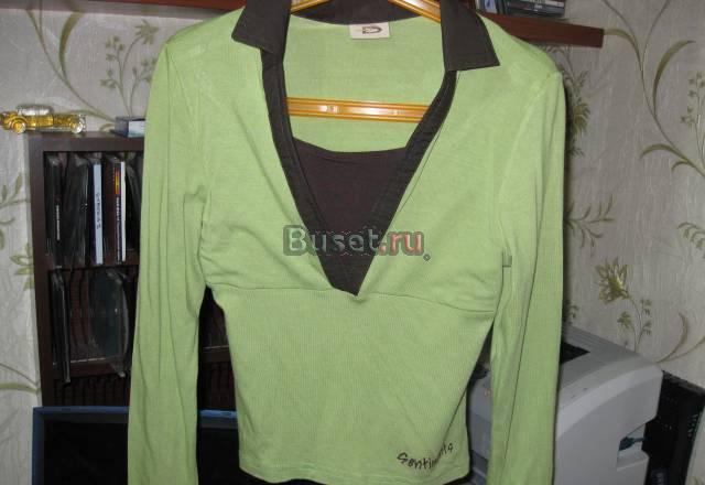 Футболка длинный рукав зеленая  рост 134-140 Санкт-Петербург