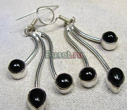 Серьги оникс серебро 925 Москва